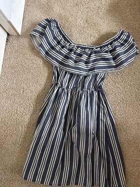 Speechless Navy & White Strapless Ruffle Sundress